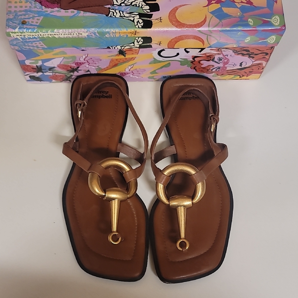 Jeffrey Campbell Brown Sandals with Gold Accent - MATALA
